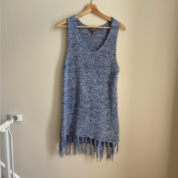 Knit Sleeveless Fringe Mini Dress - Picture 1 of 4